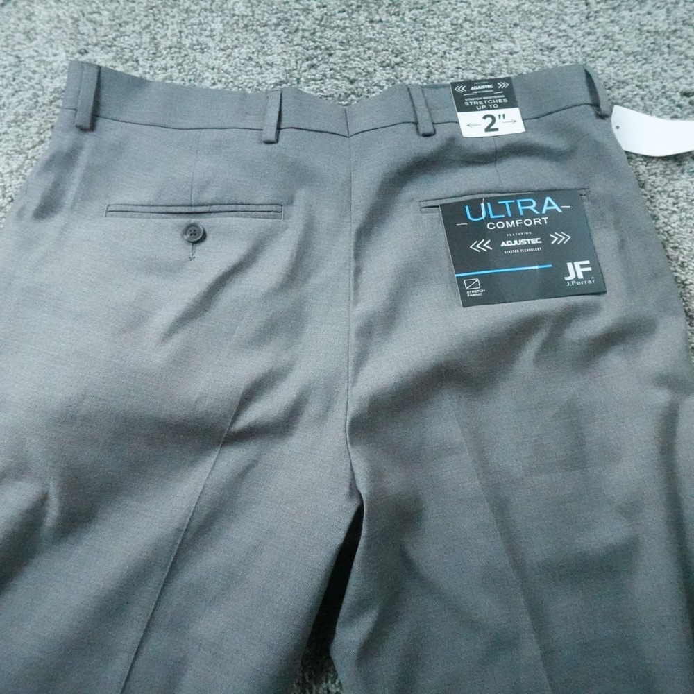 NEW J Ferrar Pants Mens 34X34 Gray Chino Dress Trouser Ultra Comfort Stretch